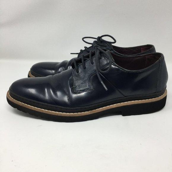 Ted Baker Mens Size 9 OKTIBR Derby Shoes Navy Blue Leather main image 4